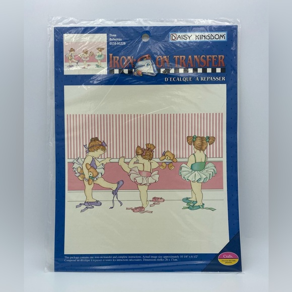 Daisy Kingdom Iron On Transfer Images 2001 Three Ballerinas Purple Pink Aqua Set - Picture 6 of 9